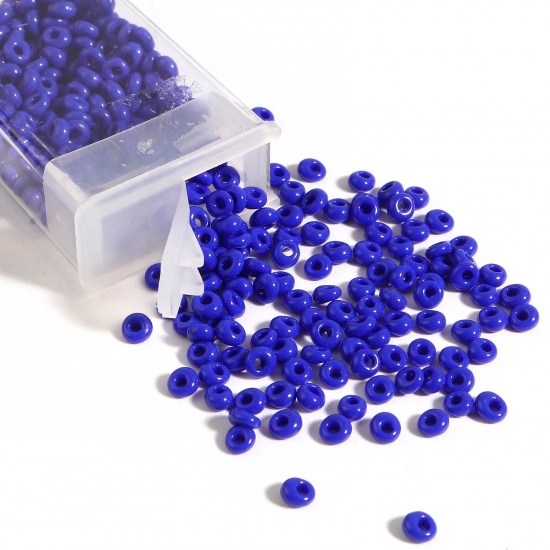 Immagine di Vetro Seme Perline Blu Marino Ovale 5mm x 4.5mm, Foro:Circa 1.5mm, 1 Bottiglia