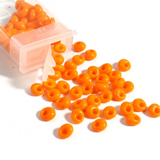 Immagine di Vetro Seme Perline Arancione Ovale 6mm x 5.5mm, Foro:Circa 2.2mm, 1 Bottiglia