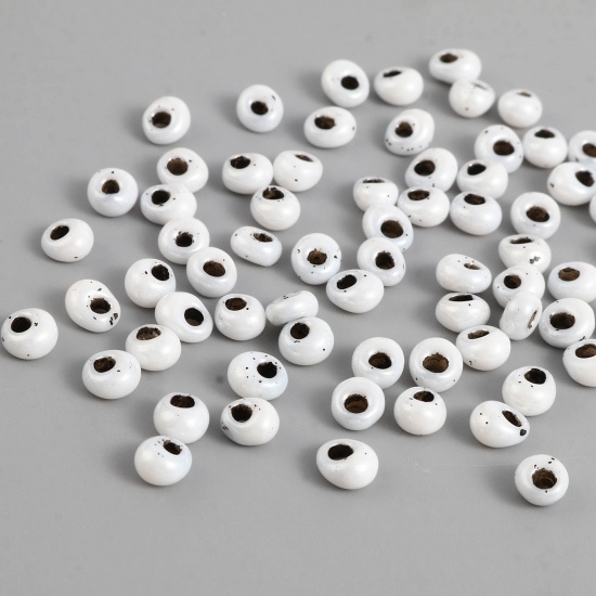 Bild von Glas Rocailles Perlen Schwarz & Weiß Oval 6mm x 5.5mm, Loch: 2.2mm, 1 Flasche