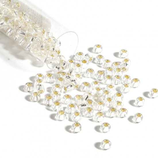 Picture of TOHO 6/0 21(Silver Lined) Glass Seed Seed Beads Round Light Champagne About 4mm Dia., Hole: Approx 1.7mm, 1 Bottle