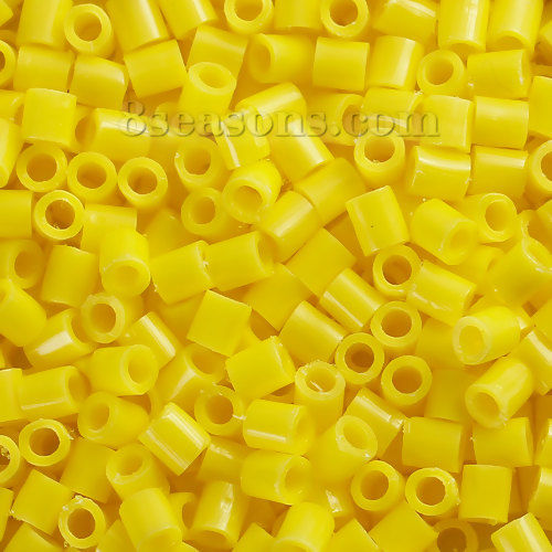 Picture of EVA DIY Fuse Beads For Great Kids Fun, Craft Toy Beads Cylinder Yellow 5mm( 2/8") x 5mm( 2/8") , 1000 PCs