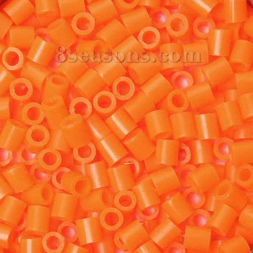 Picture of EVA DIY Fuse Beads For Great Kids Fun, Craft Toy Beads Cylinder Orange 5mm( 2/8") x 5mm( 2/8") , 1000 PCs