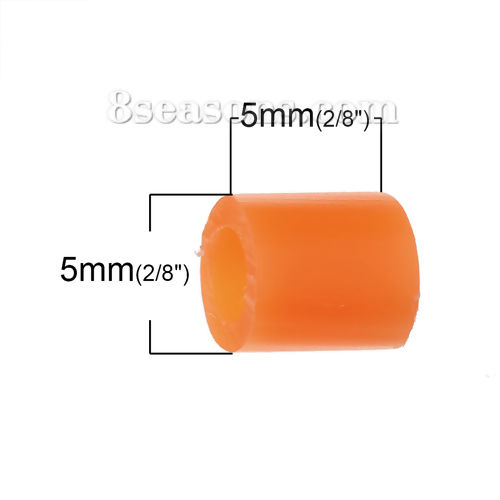 Immagine di ）EVA PE DIY Perline Fusibile ,Perle di Giocattolo Artigianale Cilindrico Arancione 5mm x 5mm, 1000 Pz
