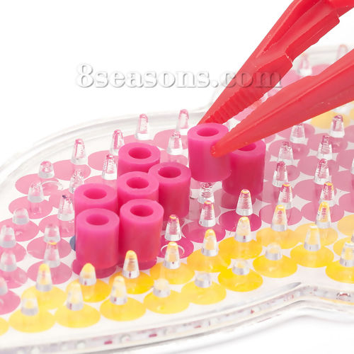 Immagine di ）EVA PE DIY Perline Fusibile ,Perle di Giocattolo Artigianale Cilindrico Rosa Pesca 5mm x 5mm, 1000 Pz