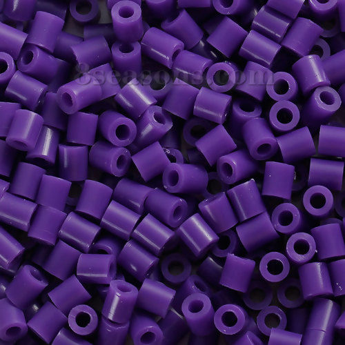 Immagine di EVA PE DIY Perline Fusibile ,Perle di Giocattolo Artigianale Cilindrico Viola Scuro 5mm x 5mm, 1000 Pz