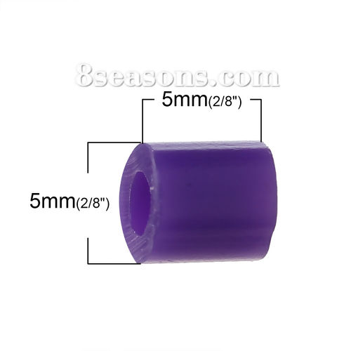 Picture of EVA DIY Fuse Beads For Great Kids Fun, Craft Toy Beads Cylinder Dark Purple 5mm( 2/8") x 5mm( 2/8") , 1000 PCs