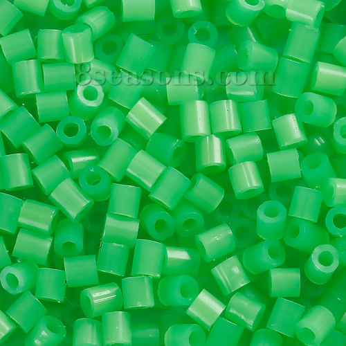 Picture of EVA DIY Fuse Beads For Great Kids Fun, Craft Toy Beads Cylinder Light Green Glow in the dark 5mm( 2/8") x 5mm( 2/8") , 1000 PCs