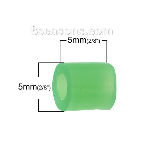 Immagine di EVA PE DIY Perline Fusibile ,Perle di Giocattolo Artigianale Cilindrico Verde Scuro Baglie nel buio 5mm x 5mm, 1000 Pz