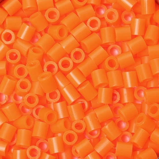 Picture of EVA DIY Fuse Beads For Great Kids Fun, Craft Toy Beads Cylinder Orange Pink 5mm( 2/8") x 5mm( 2/8") , 1000 PCs