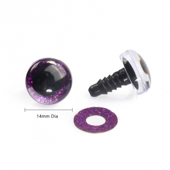 Picture of Plastic DIY Handmade Craft Materials Accessories Purple Toy Eye Sequins 14mm Dia., 20 Sets