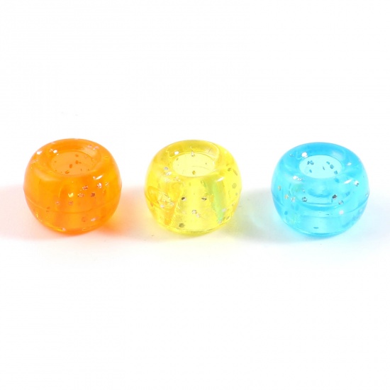 Picture of Acrylic Large Hole Charm Beads Round At Random Color Mixed Transparent About 9mm Dia., Hole: Approx 3.9mm, 300 PCs