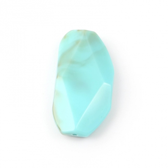 Picture of Acrylic Beads Polygon Green Blue Imitation Turquoise About 31mm x 16mm, Hole: Approx 1.6mm, 100 PCs