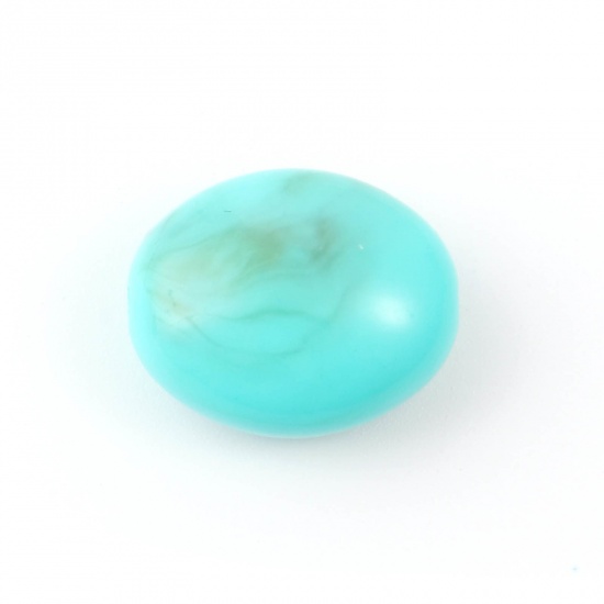 Picture of Acrylic Beads Oval Green Blue Imitation Turquoise About 19mm x 16mm, Hole: Approx 2.3mm, 50 PCs