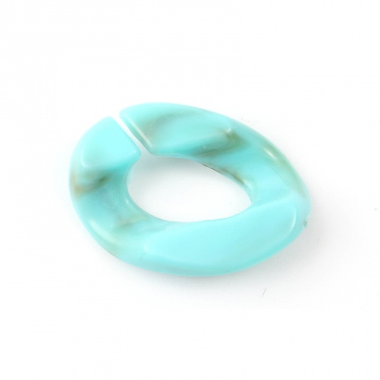 Picture of Acrylic Beads Oval Green Blue Imitation Turquoise About 24mm x 17mm, 100 PCs
