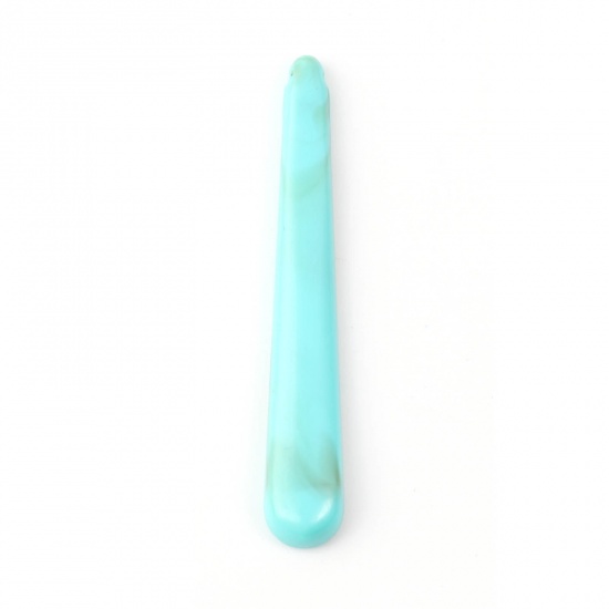 Picture of Acrylic Beads Drop Green Blue Imitation Turquoise About 69mm x 11mm, Hole: Approx 2mm, 20 PCs