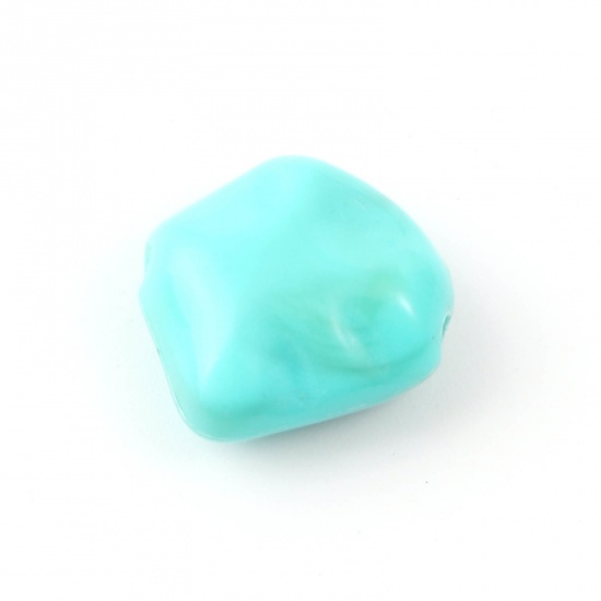 Picture of Acrylic Beads Irregular Green Blue Imitation Turquoise About 15mm x 14mm, Hole: Approx 2mm, 100 PCs