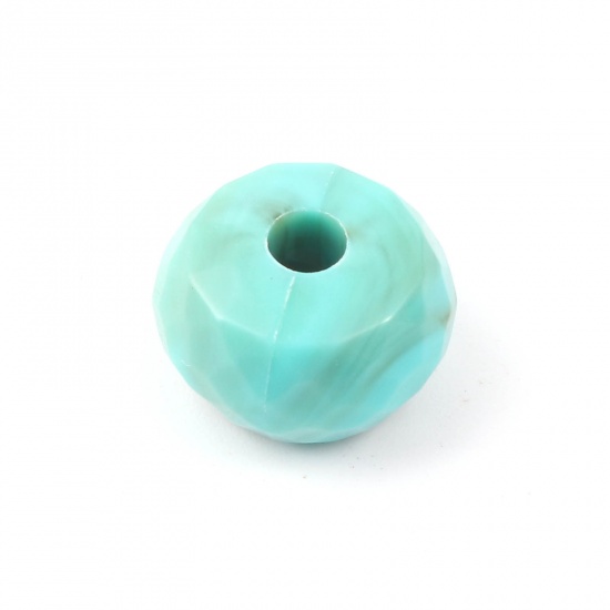 Picture of Acrylic Beads Round Green Blue Imitation Turquoise About 15mm Dia., Hole: Approx 3.9mm, 50 PCs