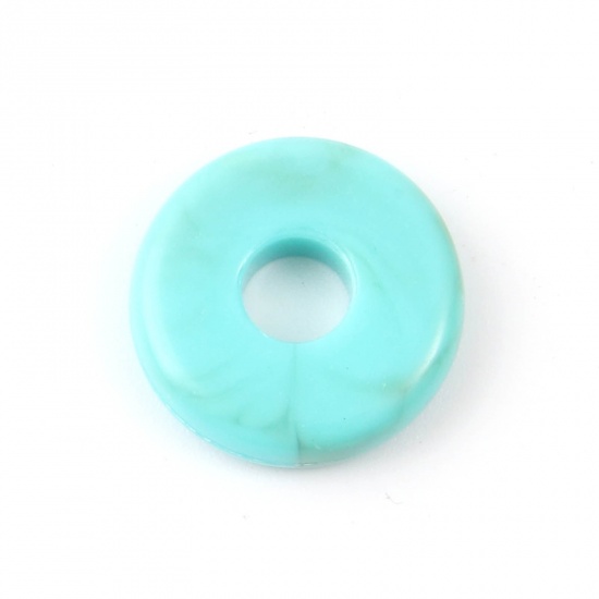 Picture of Acrylic Beads Round Green Blue Imitation Turquoise About 15mm Dia., Hole: Approx 4.9mm, 100 PCs