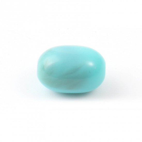 Picture of Acrylic Beads Oval Green Blue Imitation Turquoise About 10mm x 7mm, Hole: Approx 1.8mm, 200 PCs