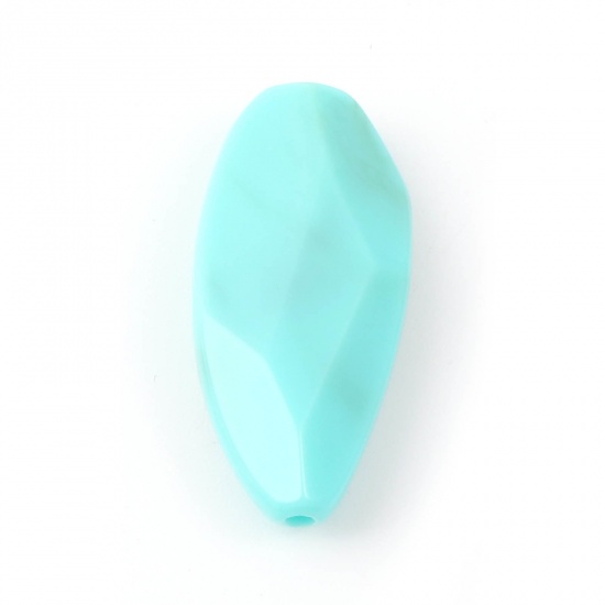 Picture of Acrylic Beads Marquise Green Blue Imitation Turquoise About 31mm x 14mm, Hole: Approx 2.1mm, 50 PCs