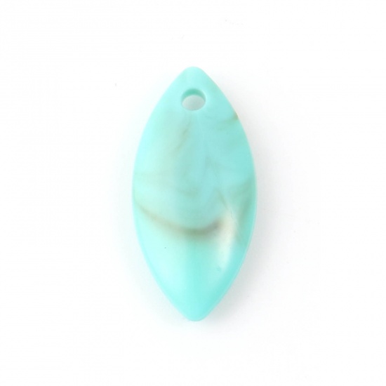 Picture of Acrylic Beads Marquise Green Blue Imitation Turquoise About 25mm x 12mm, Hole: Approx 2.3mm, 100 PCs