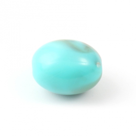 Picture of Acrylic Beads Oval Green Blue Imitation Turquoise About 14mm x 11mm, Hole: Approx 2.5mm, 100 PCs