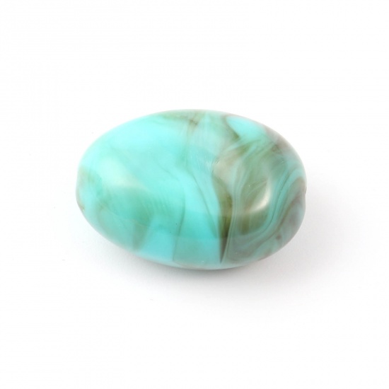 Picture of Acrylic Beads Oval Green Blue Imitation Turquoise About 24mm x 17mm, Hole: Approx 2mm, 20 PCs