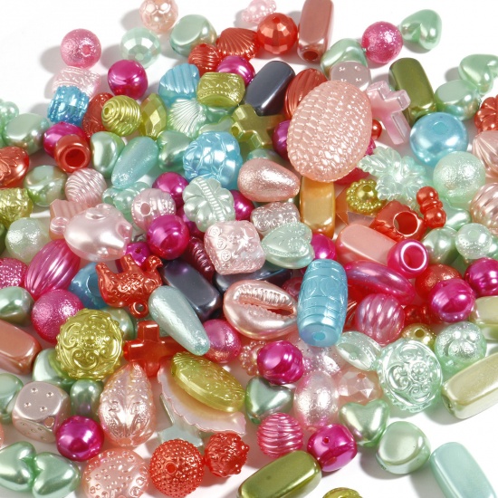 Picture of Acrylic Beads At Random Color About 10mm Dia., About 29mm x 19mm, Hole: Approx 5mm-1.2mm, 100 Grams