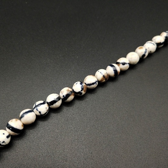 Immagine di Agata ( Sintetico ) Perline Tondo Nero & Bianco 6mm Dia, Foro: Circa 1mm, 1 Filo ( 62 Pz / grammo)