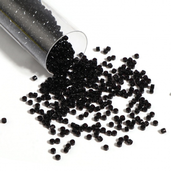 Picture of Miyuki 11/0 10 Glass Seed Beads Round Black About 2mm Dia., Hole: Approx 0.7mm, 1 Bottle
