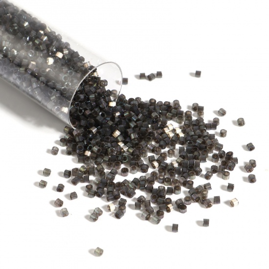 Picture of Miyuki 11/0 1818 Glass Seed Beads Round Gray Black About 2mm Dia., Hole: Approx 0.7mm, 1 Bottle