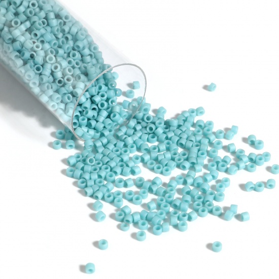 Picture of Miyuki 11/0 375 Glass Seed Beads Round Light Blue Matte About 2mm Dia., Hole: Approx 0.7mm, 1 Bottle