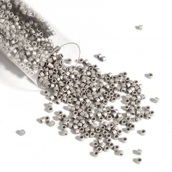 Picture of Miyuki 11/0 338 Glass Seed Beads Round Grayish White Matte About 2mm Dia., Hole: Approx 0.7mm, 1 Bottle