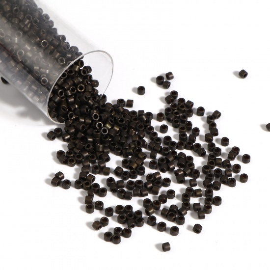 Picture of Miyuki 11/0 311 Glass Seed Beads Round Black Brown Matte About 2mm Dia., Hole: Approx 0.7mm, 1 Bottle