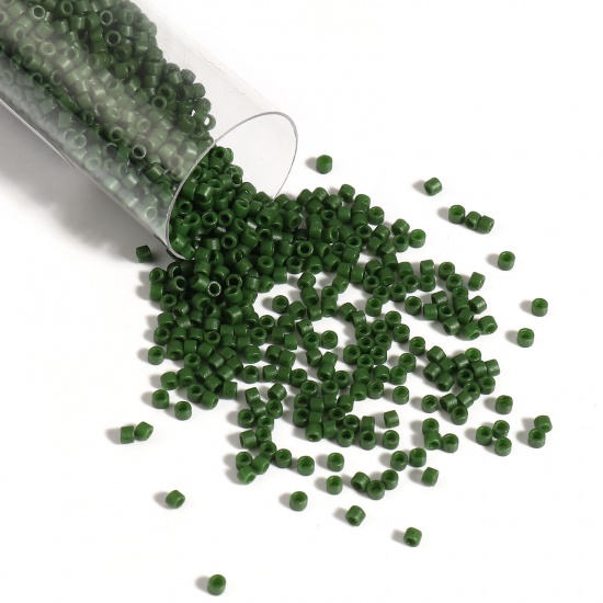 Picture of Miyuki 11/0 797 Glass Seed Beads Round Dark Green Matte About 2mm Dia., Hole: Approx 0.7mm, 1 Bottle