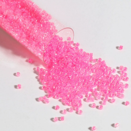 Picture of Miyuki 11/0 2036 Glass Seed Beads Round Neon Pink About 2mm Dia., Hole: Approx 0.7mm, 1 Bottle
