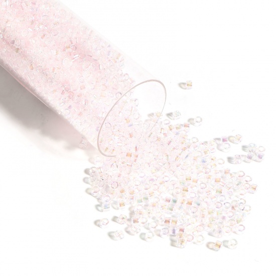 Picture of Miyuki 11/0 82 Glass Seed Beads Round Light Pink AB Rainbow Color About 2mm Dia., Hole: Approx 0.7mm, 1 Bottle