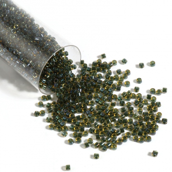 Picture of Miyuki 11/0 273 Glass Seed Beads Round Green & Dark Blue About 2mm Dia., Hole: Approx 0.7mm, 1 Bottle