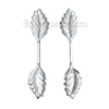 Picture of Copper Pendant Fold Over Pinch Bails Clasps Leaf Silver Plated 34mm(1 3/8") x 7mm( 2/8"), 20 PCs
