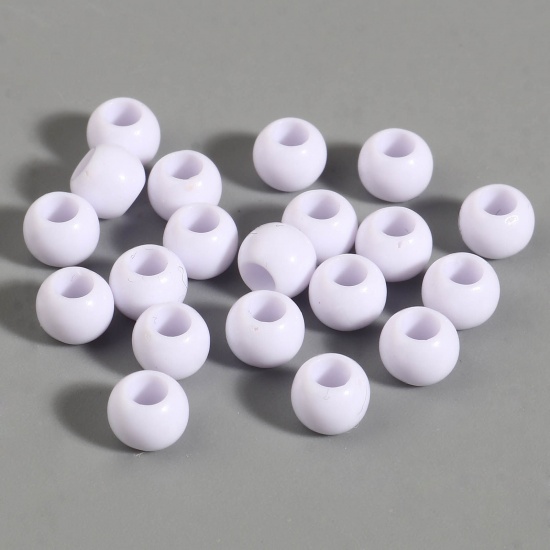 Picture of Acrylic Beads White Round About 6mm Dia., Hole: Approx 2.9mm, 1000 PCs