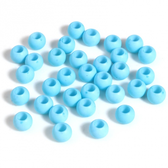 Picture of Acrylic Beads Skyblue Round About 6mm Dia., Hole: Approx 2.9mm, 1000 PCs