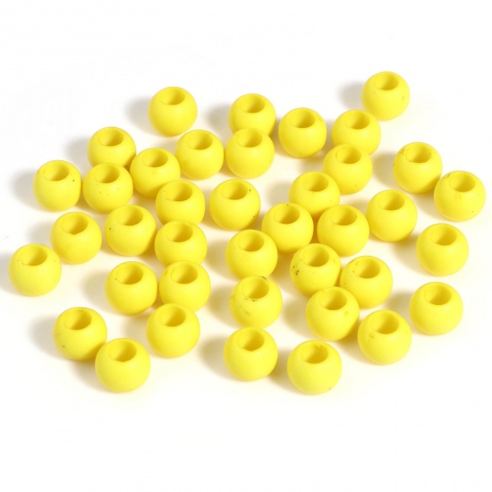 Picture of Acrylic Beads Yellow Round About 6mm Dia., Hole: Approx 2.9mm, 1000 PCs
