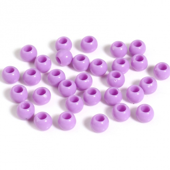 Picture of Acrylic Beads Purple Round About 6mm Dia., Hole: Approx 2.9mm, 1000 PCs
