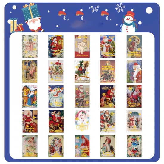 Image de DIY Papier Autocollant Décoration Noël en Papier d'Art Multicolore 4cm x 4cm, 1 Boîte