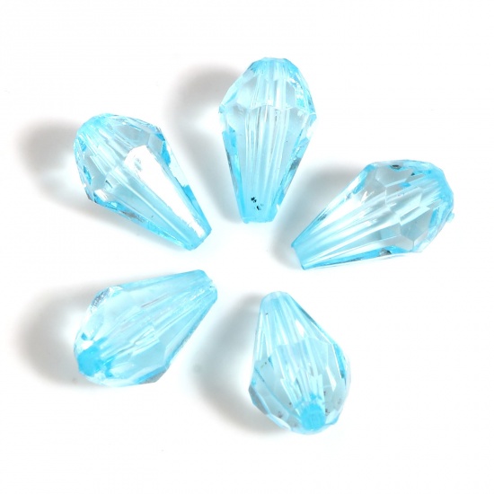 Immagine di Acrilato Perline Goccia Blu Chiaro Trasparente Sezione Circa 13mm x 8mm, Foro: Circa 1.6mm, 500 Pz