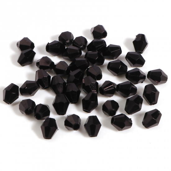 Picture of Acrylic Beads Hexagon Black Transparent Faceted About 6mm x 5mm, Hole: Approx 1.8mm, 2000 PCs