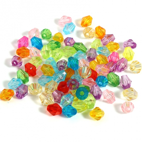 Picture of Acrylic Beads Hexagon At Random Color Transparent Faceted About 6mm x 5mm, Hole: Approx 1.8mm, 2000 PCs