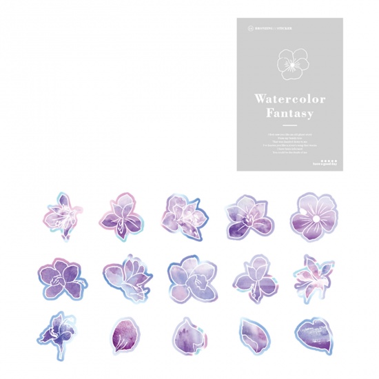 Image de DIY Papier Autocollant Décoration en Papier Violet Fleurs 4.5cm x 4.5cm, 1 Paquet