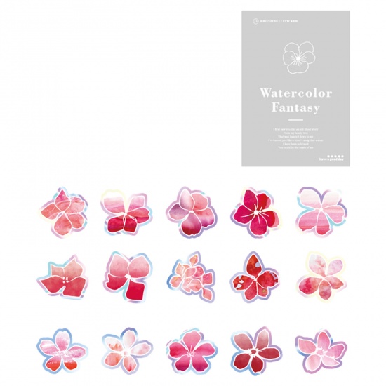 Image de DIY Papier Autocollant Décoration en Papier Rose Fleurs 4.5cm x 4.5cm, 1 Paquet
