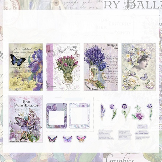 Image de DIY Papier Autocollant Décoration en Papier Multicolore Fleurs 14cm x 10cm - 2.8cm x 2.6cm, 1 Paquet